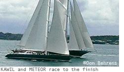 Two yachts race to the finish in Newport